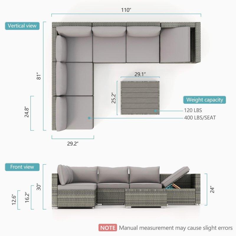 Gri Rattan 7 Kademeli Ayarlanabilir Sırtlıklı Modüler Köşe Bahçe Takımı - 269386