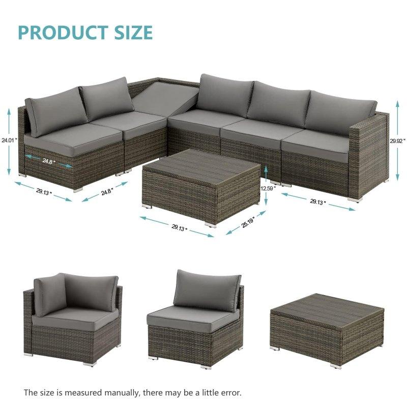 Gri Rattan 7 Kademeli Ayarlanabilir Sırtlıklı Modüler Köşe Bahçe Takımı - 269386