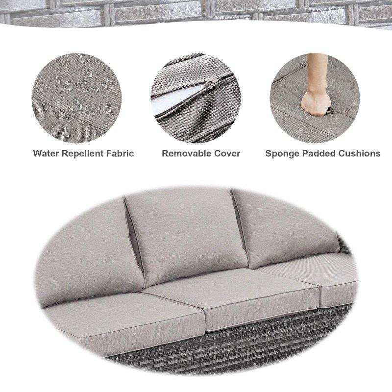 Gri Rattan 8 Parça 9 Kişilik Yüksek Sırtlı Minderli Bahçe Takımı - 269483