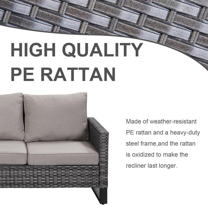 Gri Rattan 8 Parça 9 Kişilik Yüksek Sırtlı Minderli Bahçe Takımı - 269483