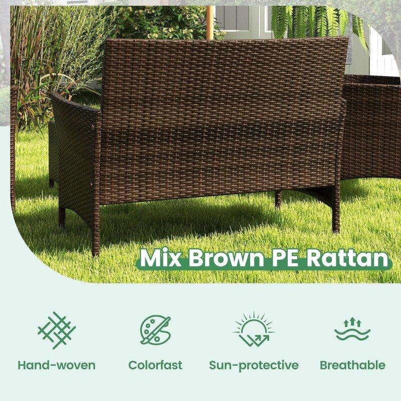 Gri Rattan 8 Parça Temperli Camlı Bahçe Takımı - 276336