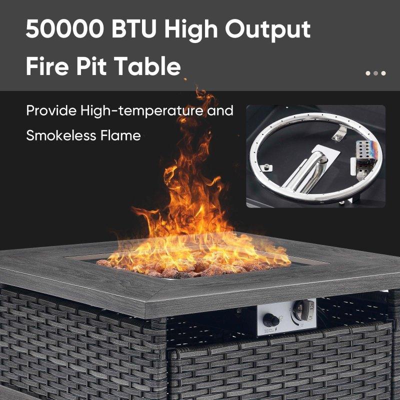 Gri Rattan Ateş Çukurlu 7 Kişilik Bahçe Takımı - 269699