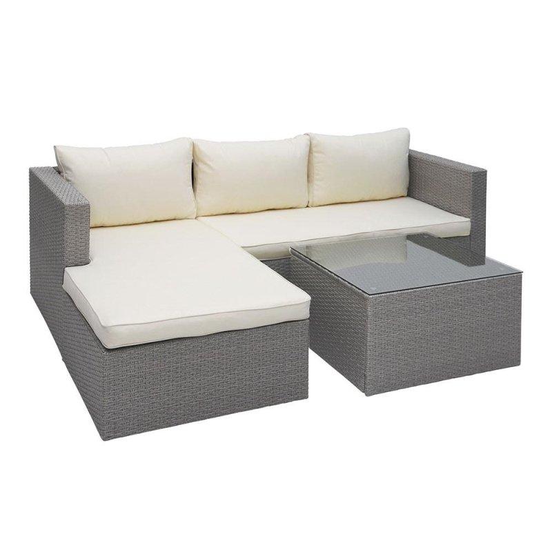 Gri Rattan Ayarlanabilir Şezlonglu Köşe Bahçe Takımı - 269472
