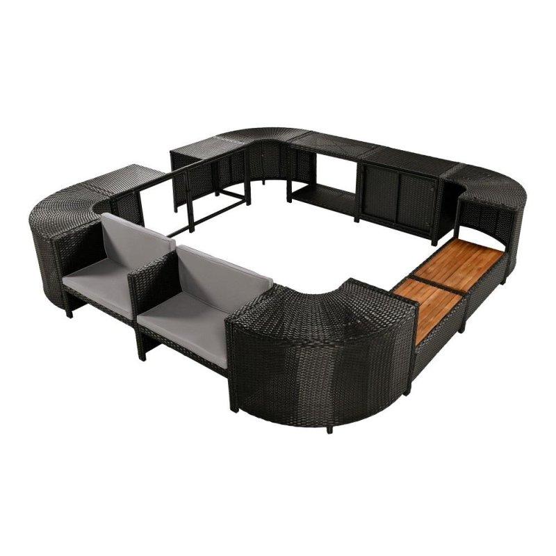 Gri Rattan Depolama Alanlı Jakuzi Çevresi Bahçe Takımı - 276590