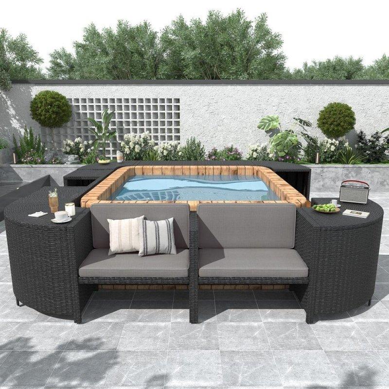 Gri Rattan Depolama Alanlı Jakuzi Çevresi Bahçe Takımı - 276590
