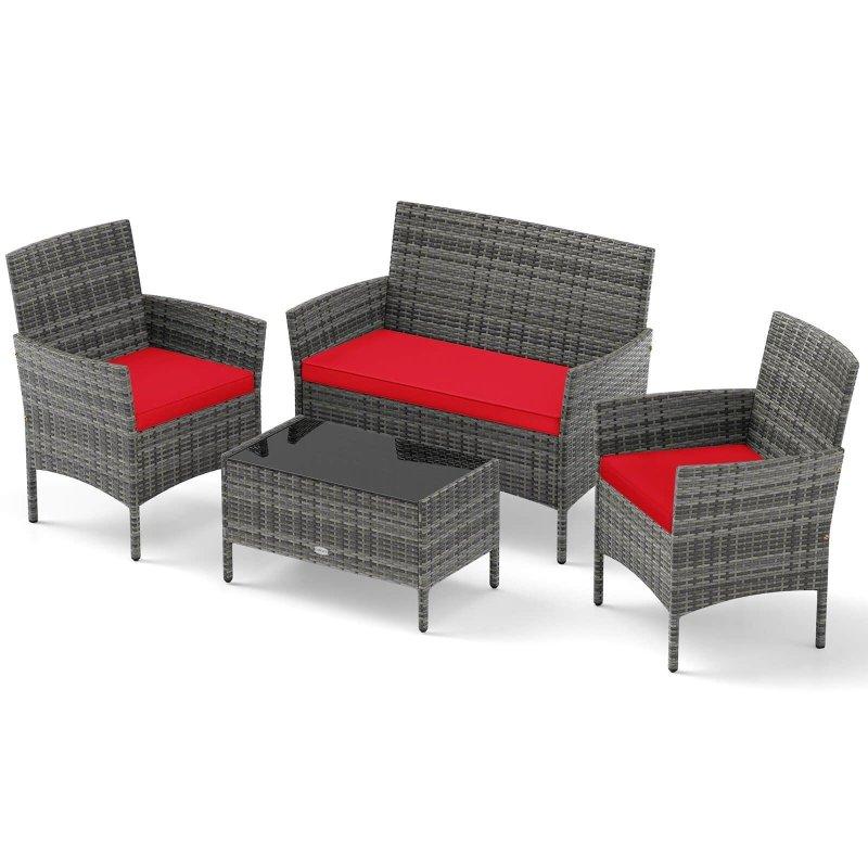 Gri Rattan Metal Modüler 4 Parça Bahçe Takımı - 271410