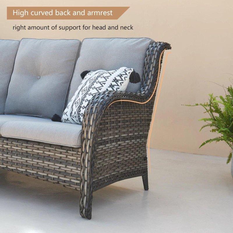 Gri Rattan Metal Modüler Yüksek Sırtlı 6 Parça Bahçe Takımı - 276729