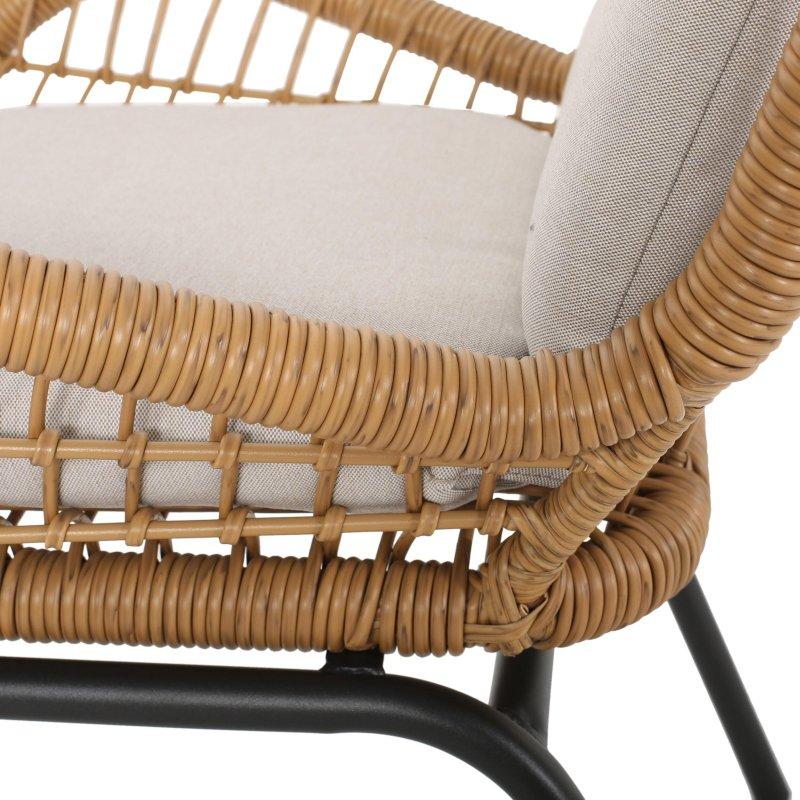 Gri Rattan Minderli Suya Dayanıklı 2li Bahçe Takımı - 272931