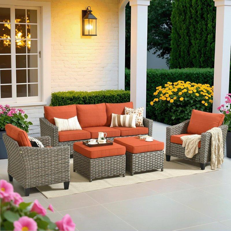 Gri Rattan Modüler 5 Parça Bahçe Takımı - 270909
