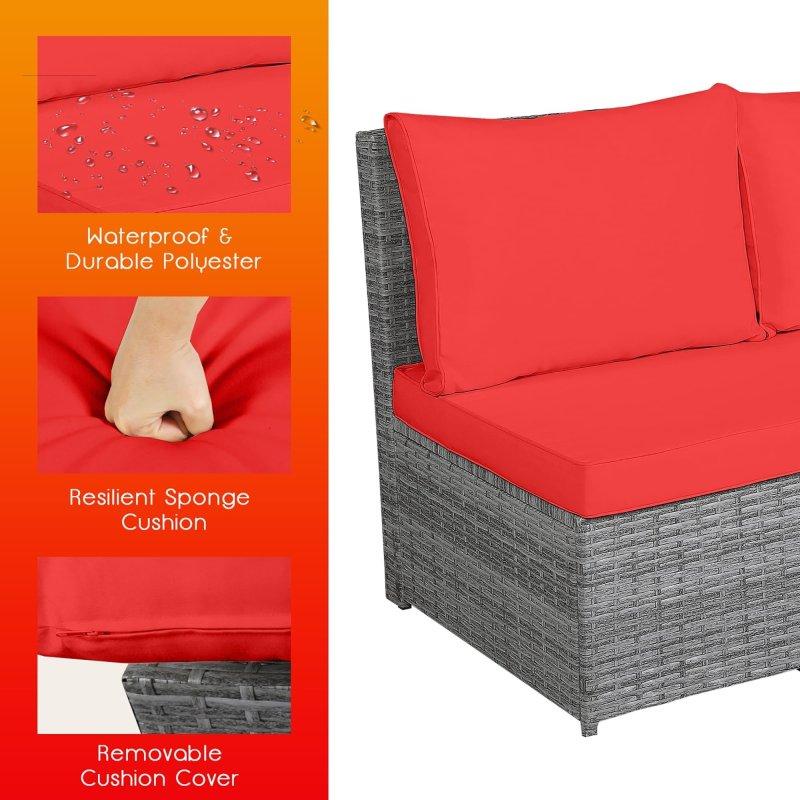 Gri Rattan Modüler 7 Parça Minderli Bahçe Takımı - 274716