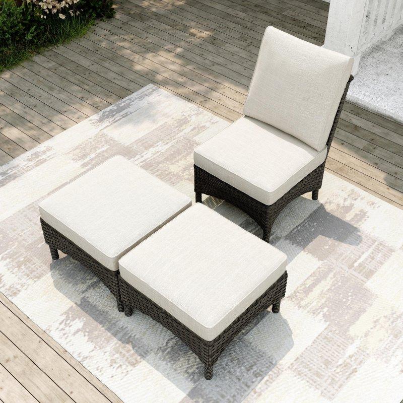 Gri Rattan Modüler Minderli Bahçe Takımı - 268647