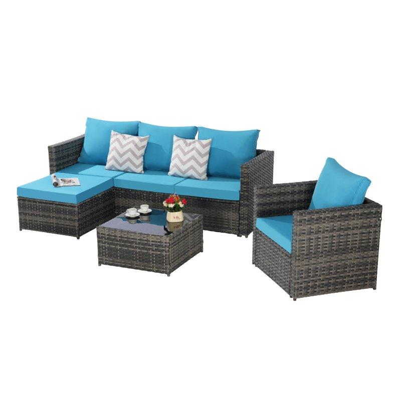 Gri Rattan Modüler Minderli Suya Dayanıklı Bahçe Takımı - 274135