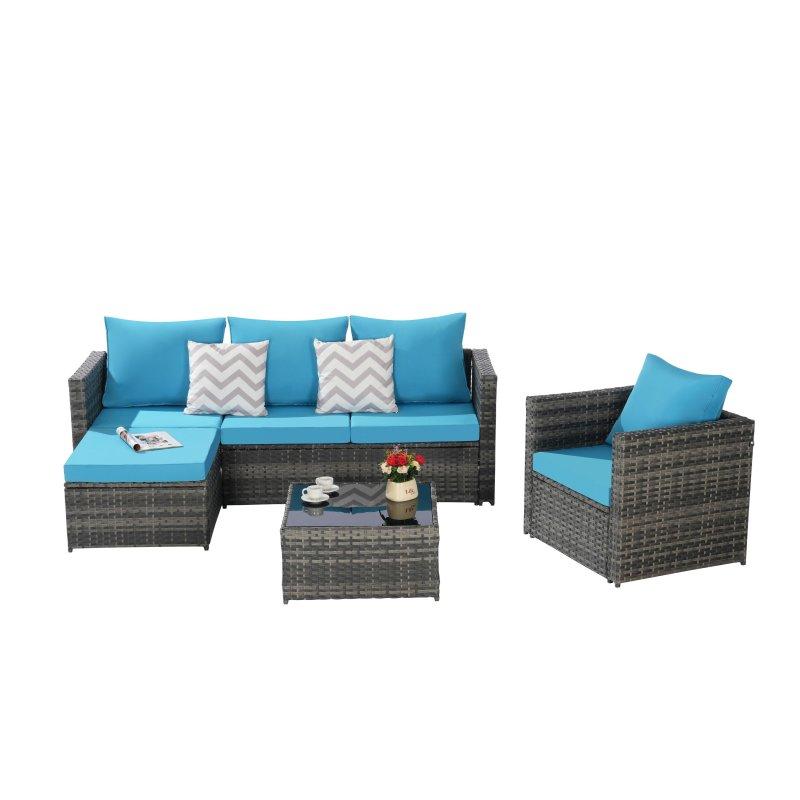 Gri Rattan Modüler Minderli Suya Dayanıklı Bahçe Takımı - 274135