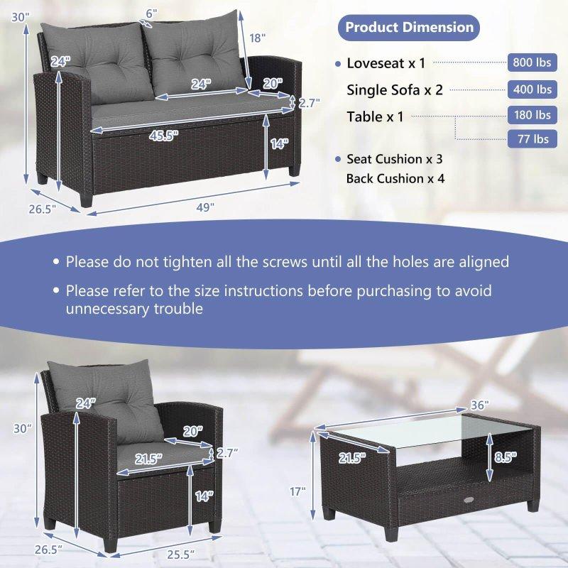 Gri Rattan Modüler Raflı Bahçe Takımı - 276096