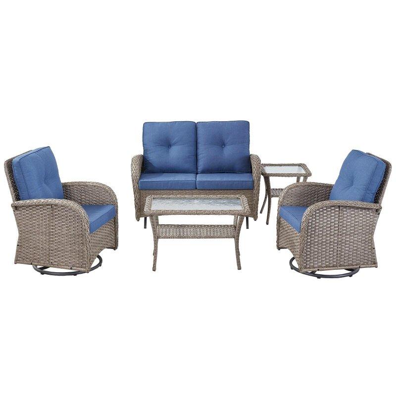 Gri Rattan Planör Mekanizmalı Minderli Bahçe Takımı - 273841