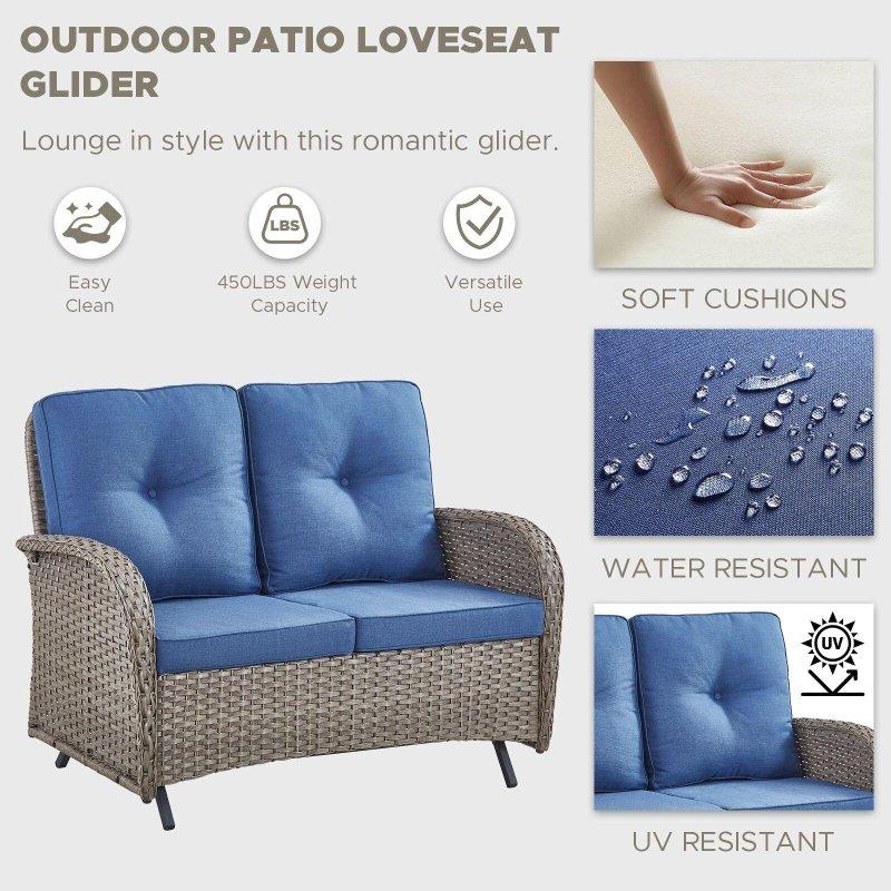 Gri Rattan Planör Mekanizmalı Minderli Bahçe Takımı - 273841
