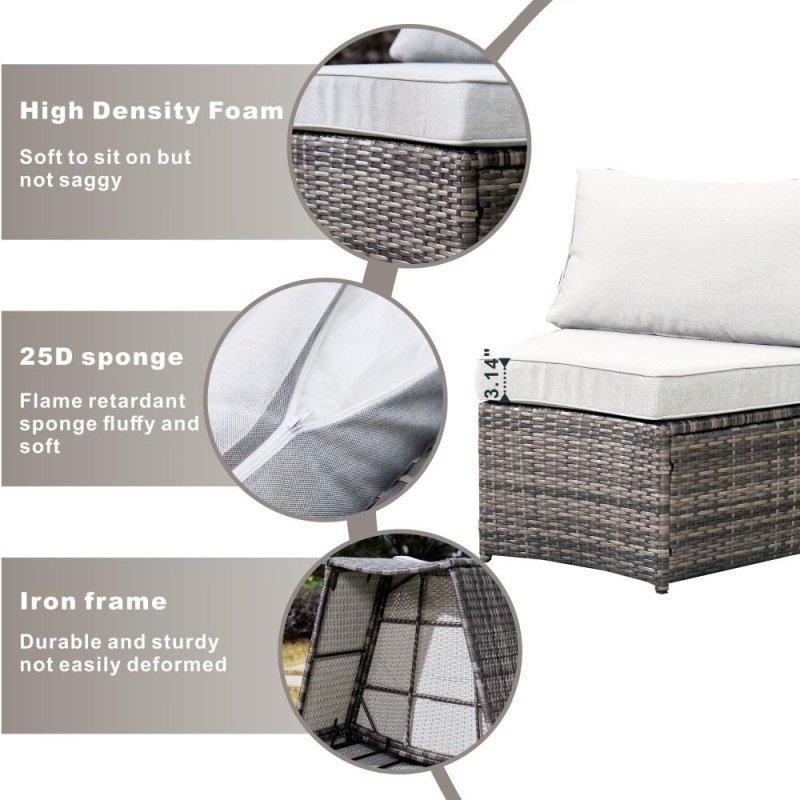 Gri Rattan ve Alüminyum Ateş Çukurlu Modüler 8 Kişilik Bahçe Takımı - 267887