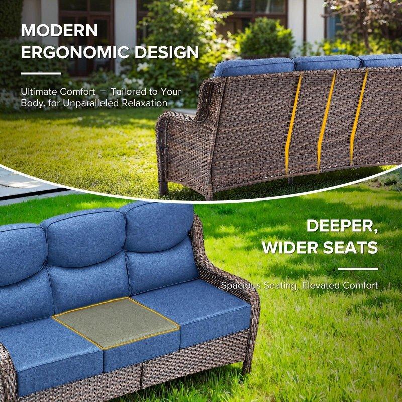 Gri Rattan ve Çelik Ateş Çukurlu Dönerli Bahçe Takımı - 272511