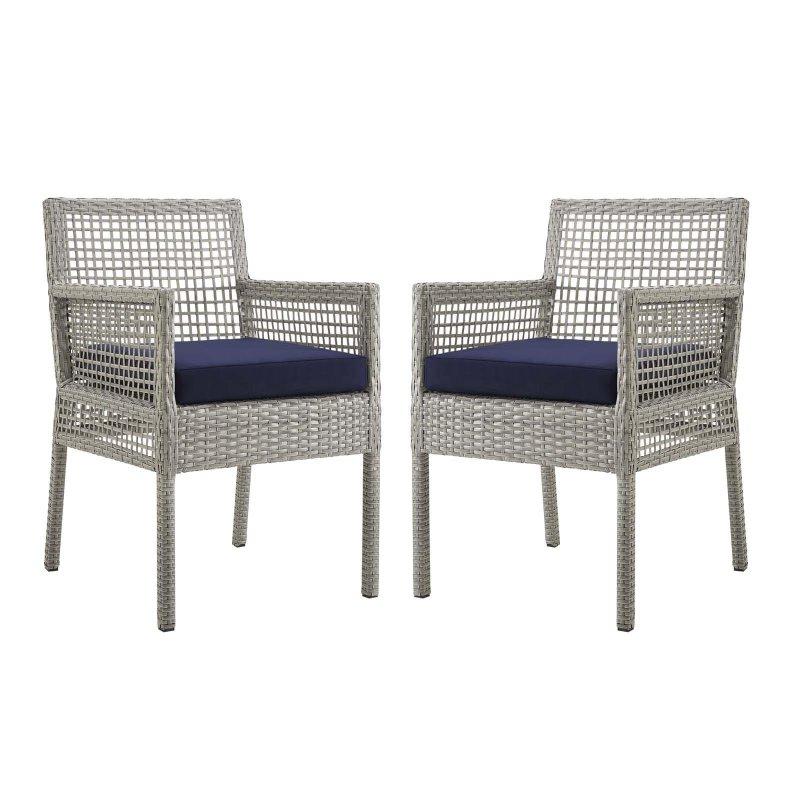 Gri Sentetik Rattan Kolçaklı 2li Set Rattan Sandalye - 251658