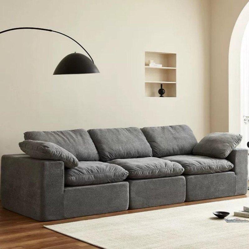 Gri Şönil Kumaş 3 Kişilik Visco Sünger Dolgulu Bohem Koltuk - 300 cm - 279251