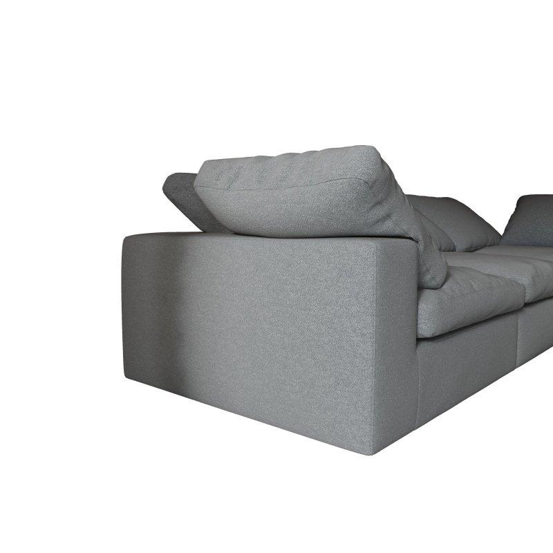 Gri Şönil Kumaş Çift Katmanlı Minderli Yönü Değiştirilebilir Yataklı Köşe Koltuk - 300x183 cm - 255918