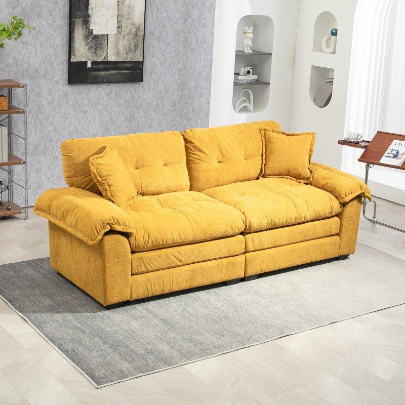 Gri Şönil Kumaş Hafızalı Süngerli Derin Oturumlu Bohem Koltuk - 214 cm - 283094