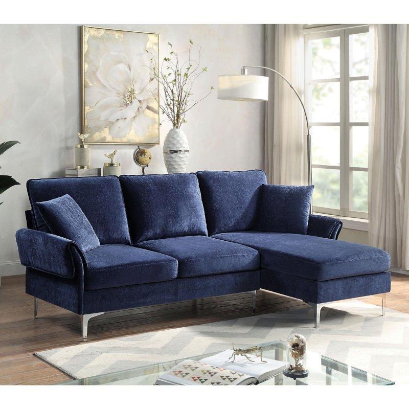Gri Şönil Kumaş Krom Ayaklı Yönü Değiştirilebilir Modüler Köşe Koltuk - 217x141 cm - 260557
