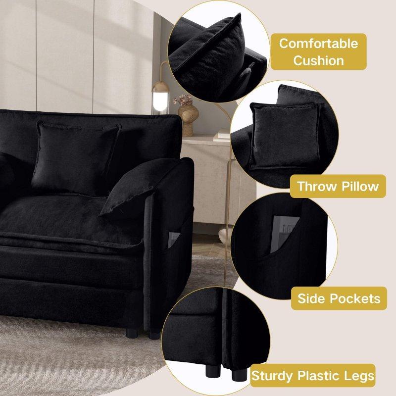 Gri Şönil Kumaş Modüler Derin Oturumlu 3 Yastıklı Bohem Koltuk - 278 cm - 292489