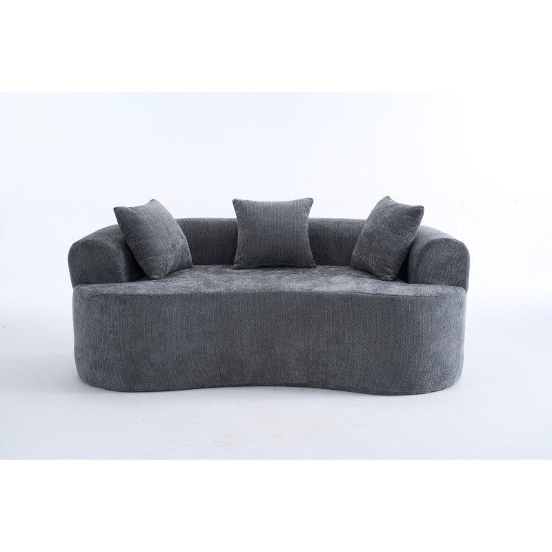 Gri Şönil Kumaş Modüler Kurulum Gerektirmeyen 3 Kişilik Bohem Koltuk - 171x103 cm - 288138