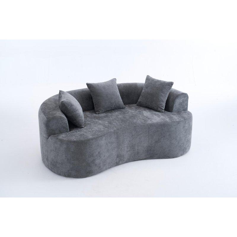 Gri Şönil Kumaş Modüler Kurulum Gerektirmeyen 3 Kişilik Bohem Koltuk - 171x103 cm - 288138