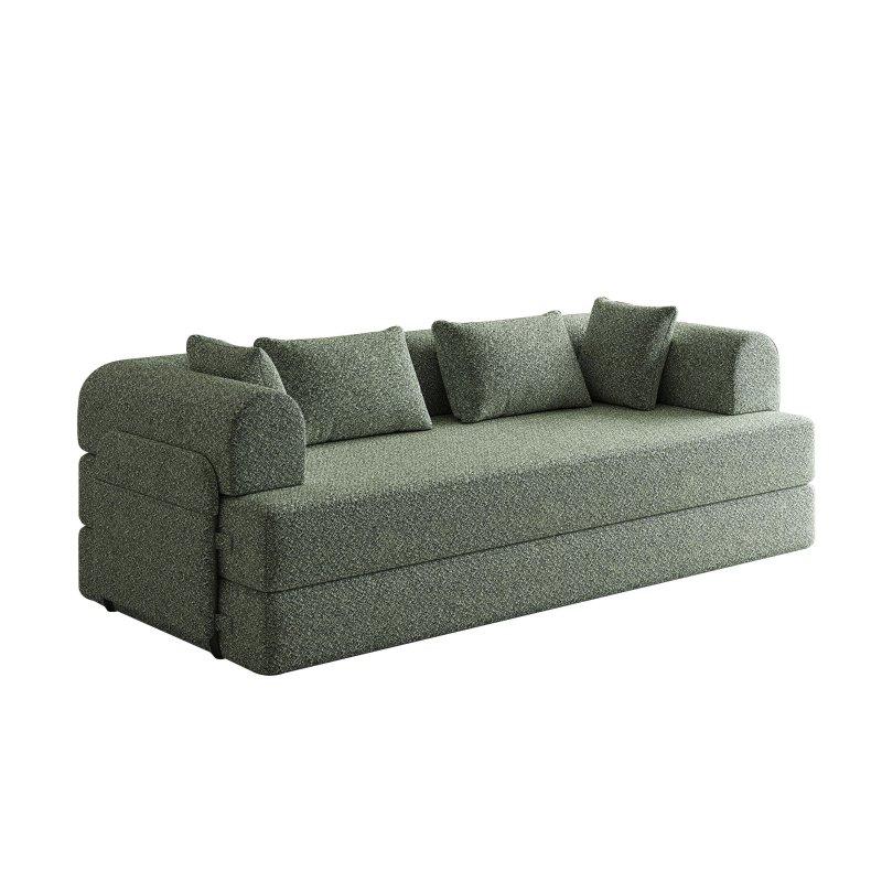 Gri Şönil Kumaş Yataklı ve Cepli Bohem Koltuk 4 Yastıklı - 200 cm - 282880