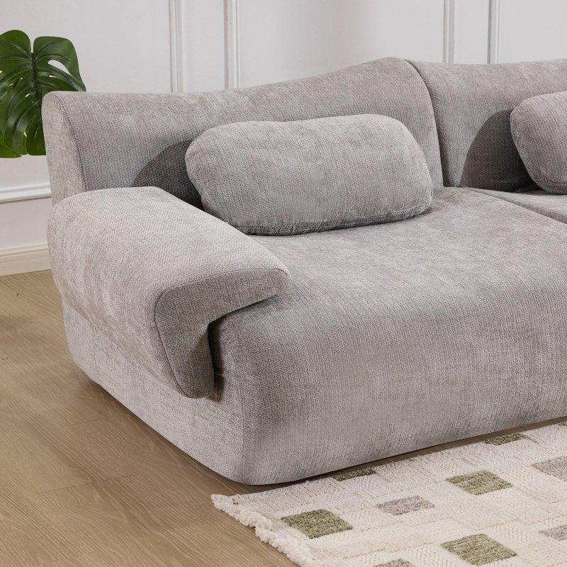 Gri Şönil Modüler Puf Dahil Köşe Koltuk - 257632