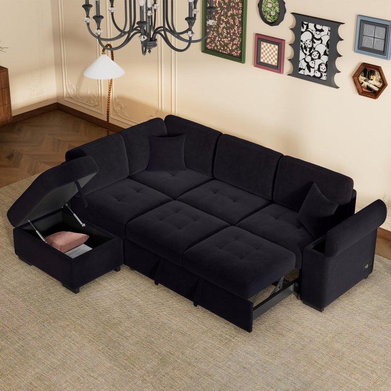 Gri Şönil Yataklı Sandıklı USB Şarjlı Köşe Koltuk - 216x193 cm - 257033