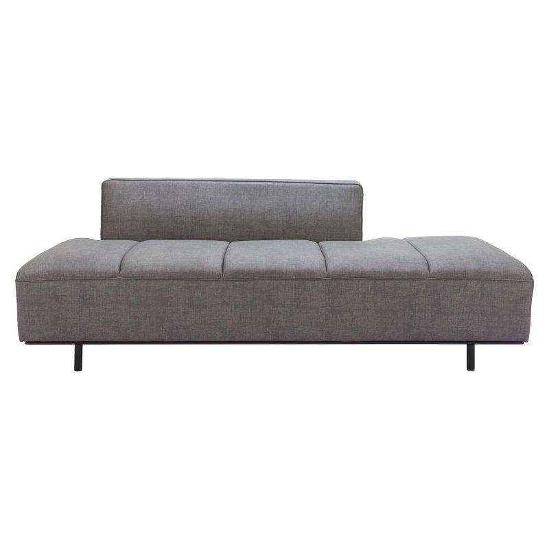 Gri Suni Deri Çelik Çerçeveli 3 Kişilik Modern Bohem Koltuk - 201x94x68 cm - 291257