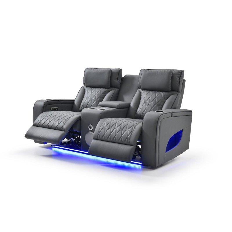 Gri Suni Deri Elektrikli Mekanizmalı LED Aydınlatmalı ve Hoparlörlü Bohem Koltuk - 188 cm - 288344