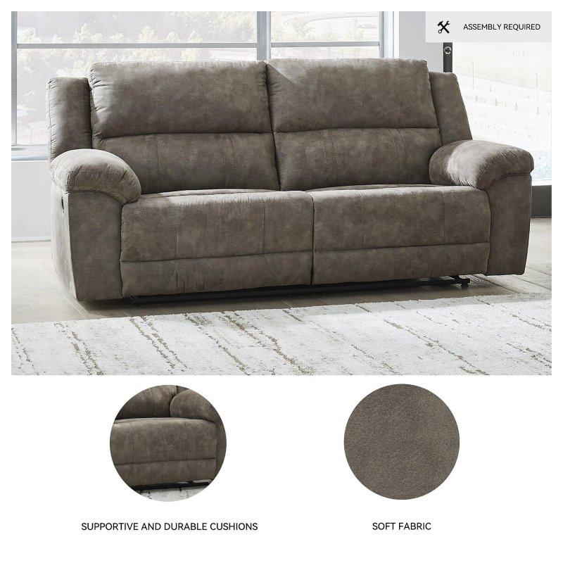 Gri Suni Deri Mekanizmalı 3 Kişilik Bohem Koltuk - 234x107x110 cm - 284803