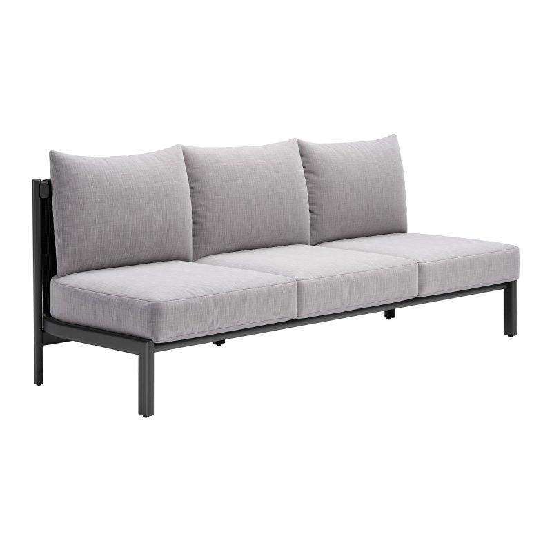 Gri Suya Dayanıklı 3 Kişilik Alçak Sırtlı Bohem Koltuk - 199x80 cm - 291478