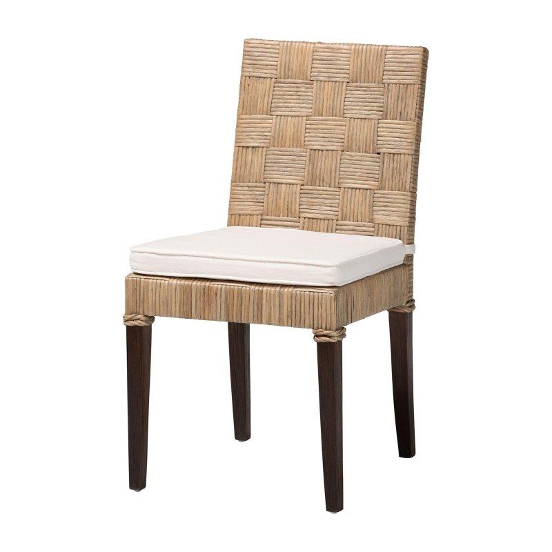 Gri Taupe Maun Ağacı Minderli Hasır Örgü Rattan Sandalye - 252797