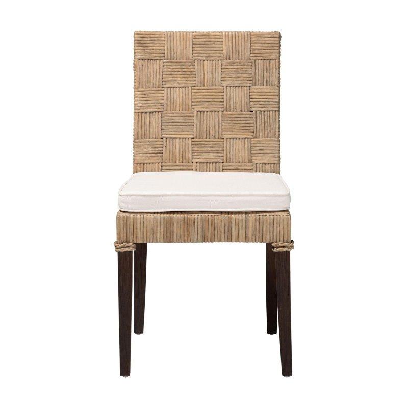 Gri Taupe Maun Ağacı Minderli Hasır Örgü Rattan Sandalye - 252797