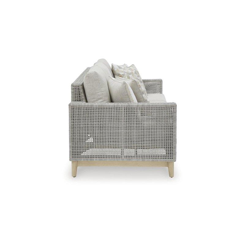 Gri ve Bej Alüminyum Sentetik Rattan Dönerli Berjerli 4 Parça Bahçe Takımı - 210 cm - 273303