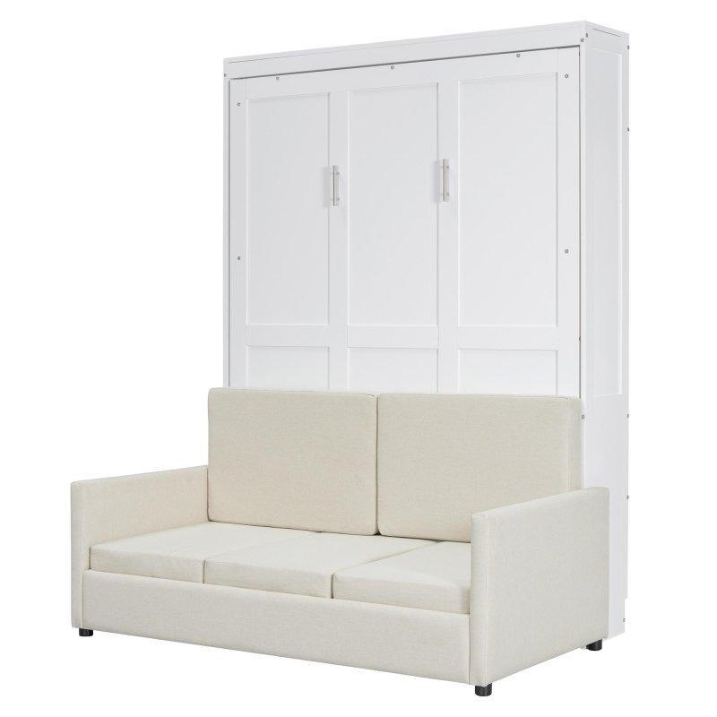 Gri ve Beyaz Koltuklu Katlanır MDF Duvar Yatağı - 261462