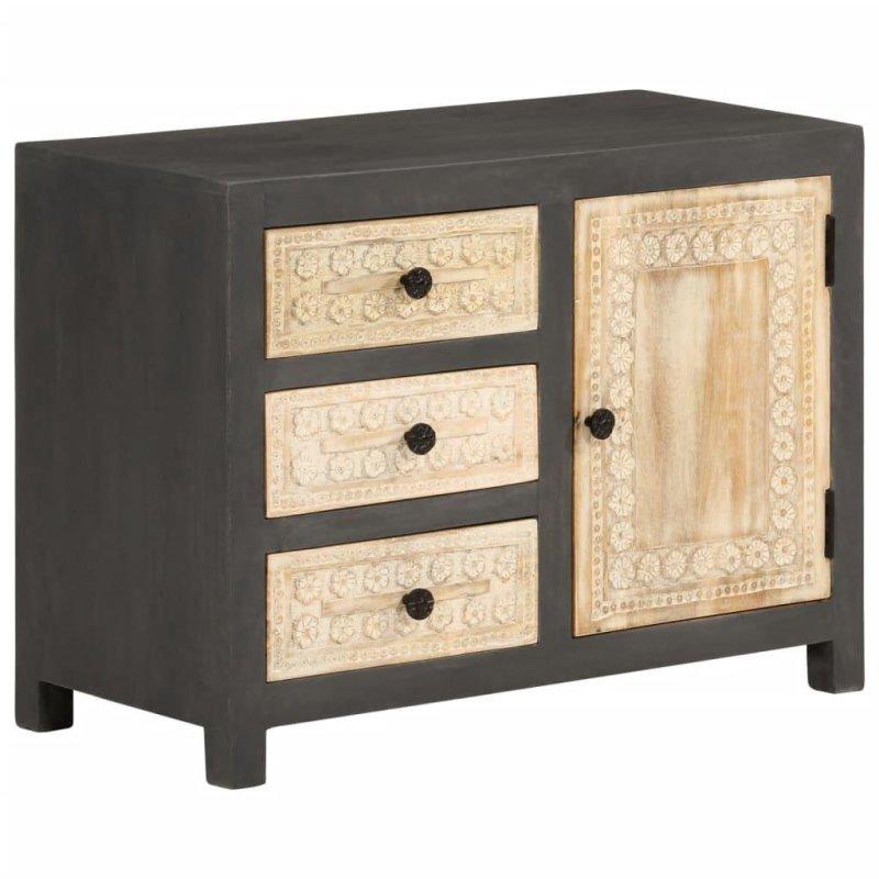 Gri ve Beyaz Masif Mango Ağacı El Oyması 3 Çekmeceli Bohem Konsol - 75x36x56 cm - 325485 Gri ve Beyaz Masif Mango Ağacı El Oyması 3 Çekmeceli Bohem Konsol - 75x36x56 cm - 325485