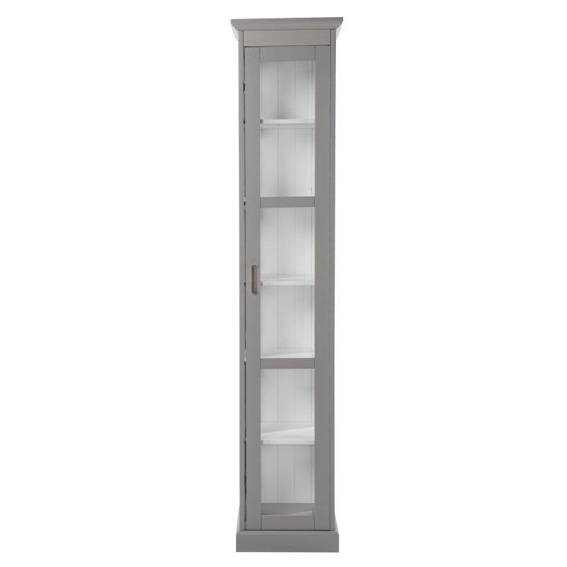 Gri ve Beyaz MDF Cam Kapaklı 6 Raflı Kitaplık - 41x36x197 cm - 317865