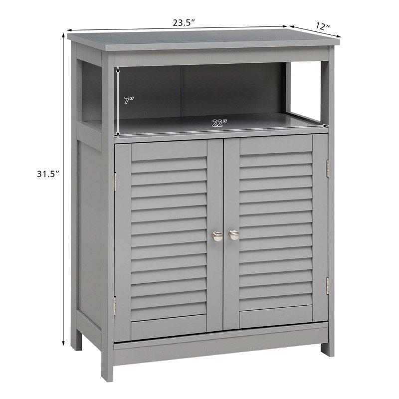 Gri ve Beyaz MDF Kapaklı Raflı Çok Amaçlı Banyo Dolabı - 60x31x81 cm - 333754