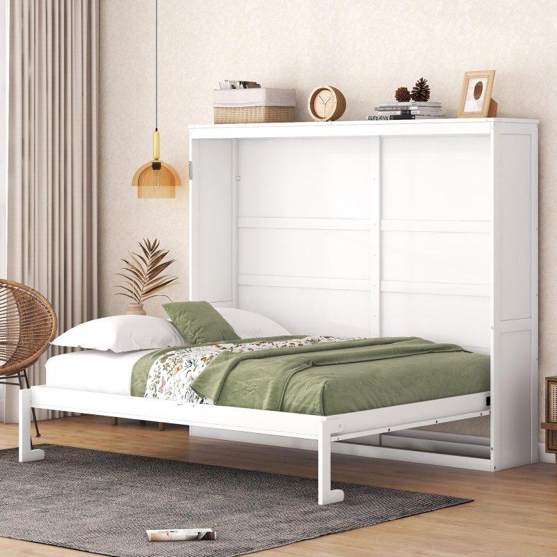 Gri ve Beyaz MDF Pistonlu Katlanabilir Duvar Yatağı - 156 cm - 266978