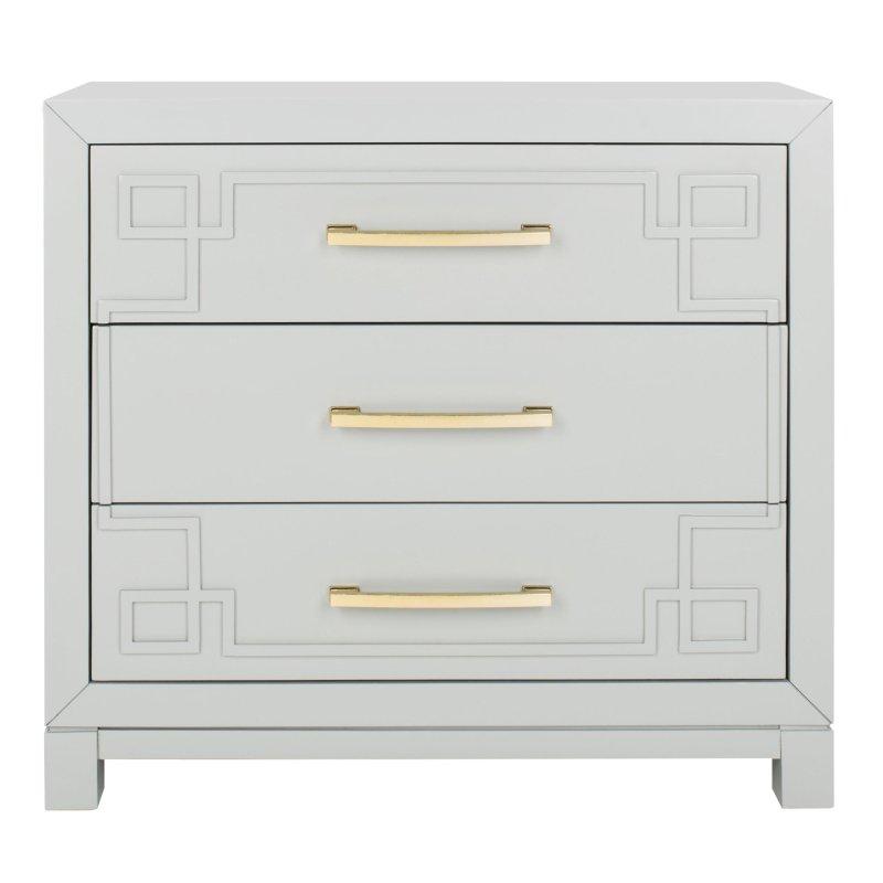 Gri ve Gold Çam 3 Çekmeceli Oymalı Şifonyer - 81x41x74 cm - 305776