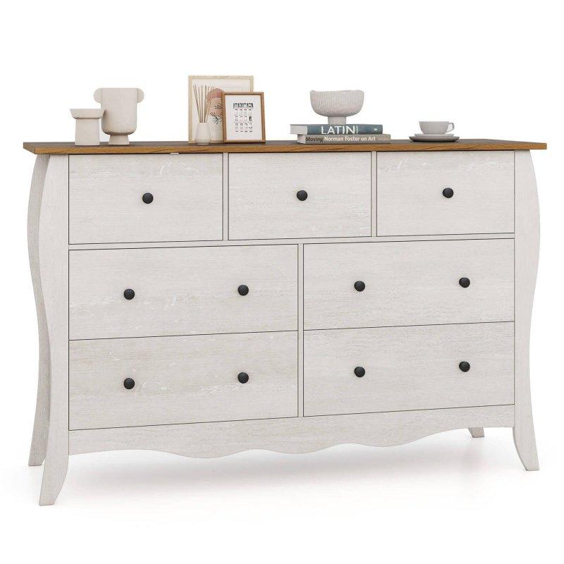 Gri ve Kahverengi Ahşap ve Kumaş 7 Çekmeceli Şifonyer - 120 cm - 302181