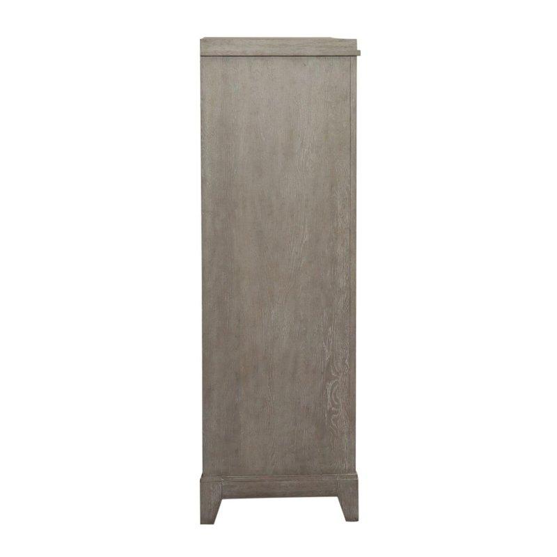 Gri Vizon Masif Kauçuk Ağacı ve Meşe Kaplama 5 Çekmeceli Şifonyer - 105x47x142 cm - 306552