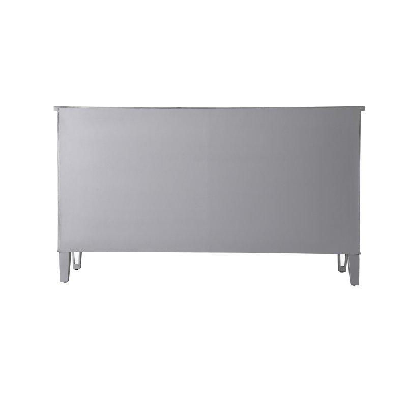 Gümüş Ahşap Aynalı 6 Çekmeceli Kristal Kulplu Şifonyer - 153 cm - 301305
