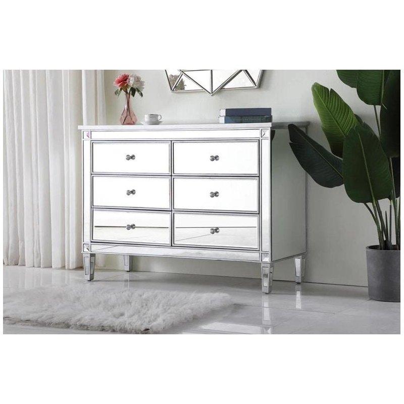 Gümüş Ahşap Aynalı 6 Çekmeceli Şifonyer - 122 cm - 302096